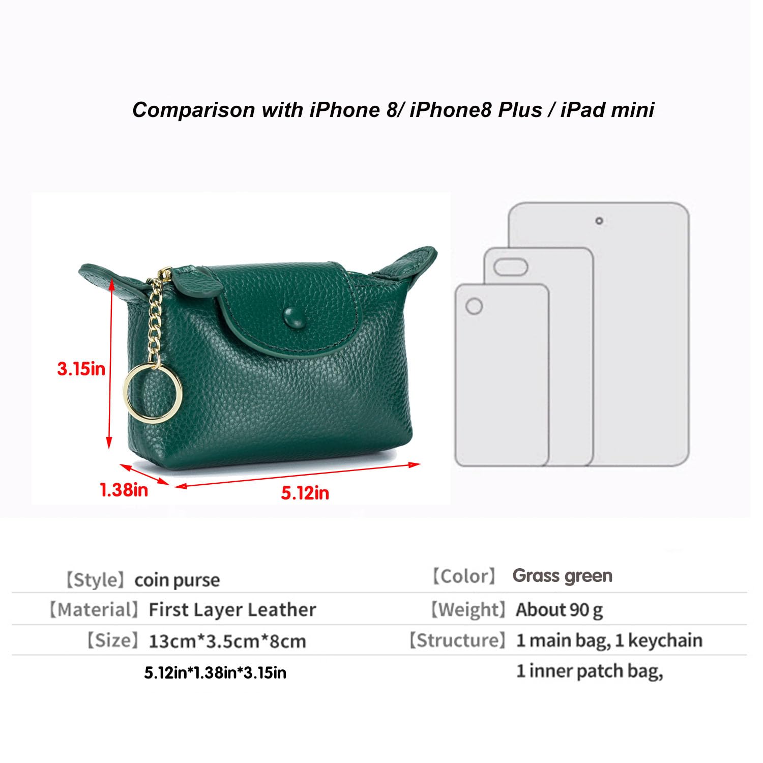 Women's Soft Leather Mini Coin Purse & Keychain Wallet with Zipper - Compact Key Holder Organizer for Cash, Credit Cards, and Coins - Ideal for Everyday Carry, Travel Essentials, and Gift Giving - Perfect for Handbags, Key Rings, and On-the-Go Convenience