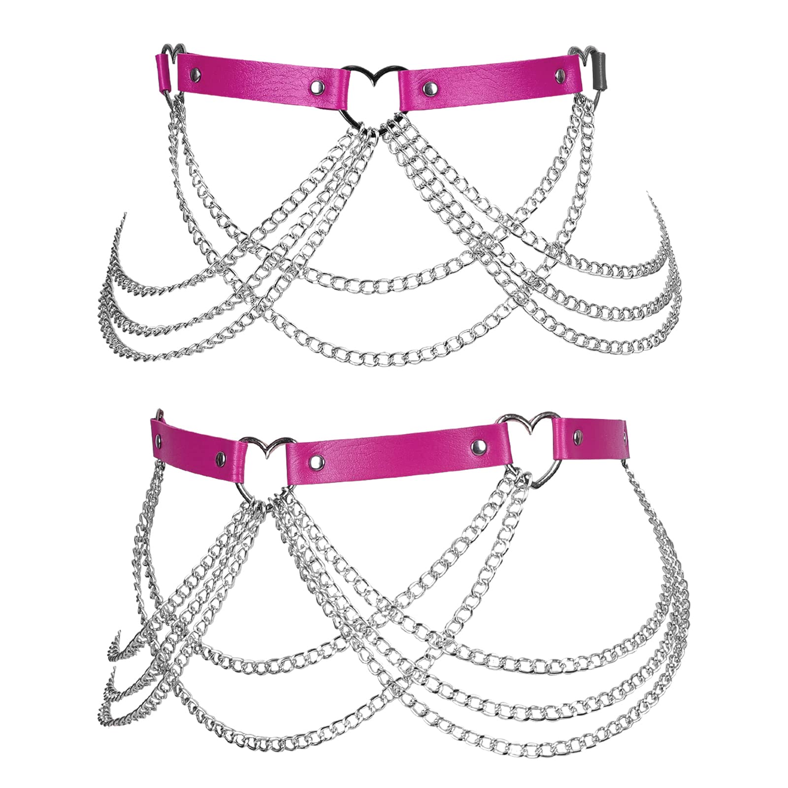 Women's Gothic Punk Fashion Leather Body Harness Belt with Adjustable Metal Chains - Perfect for Carnival, Dance Costumes, and Edgy Streetwear