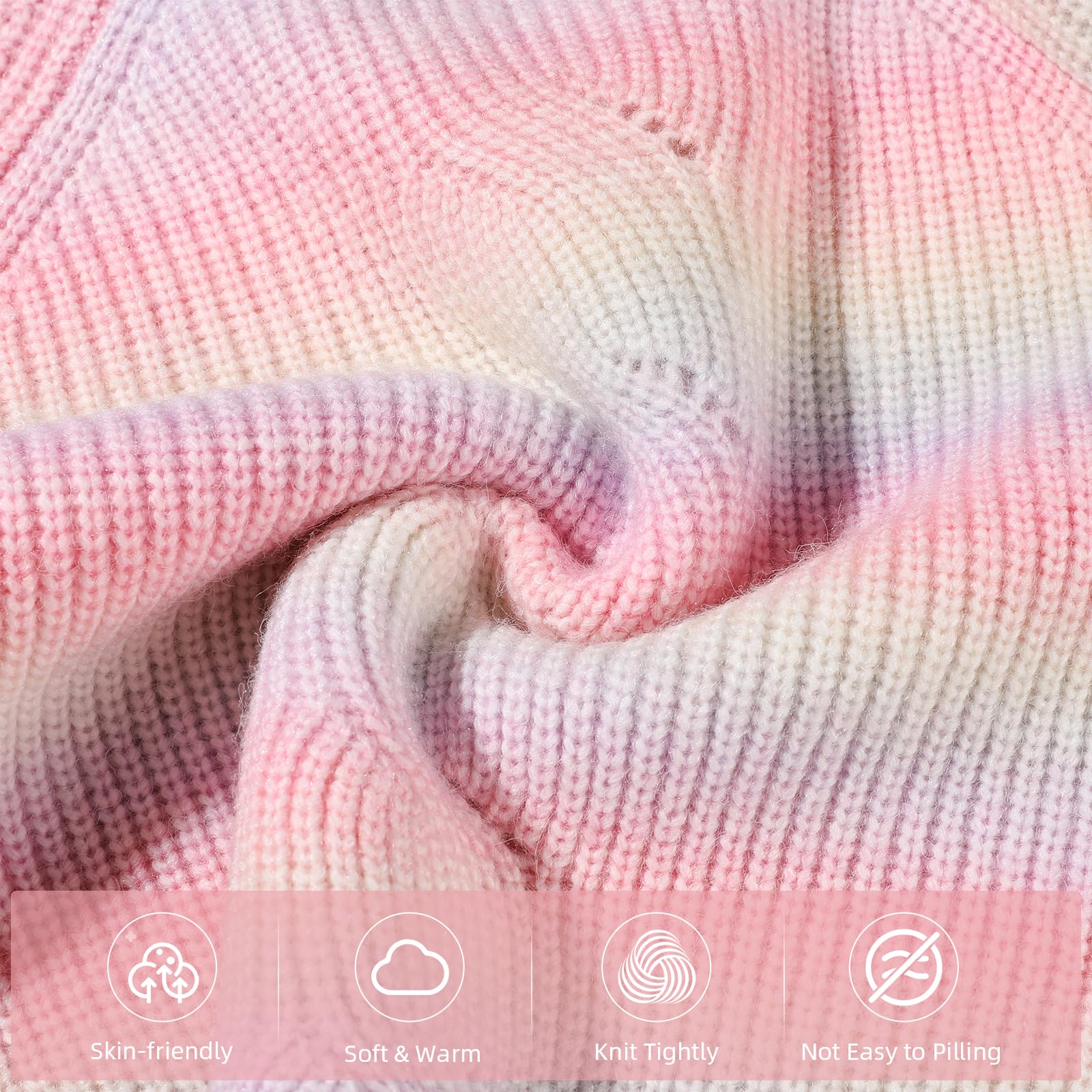 Girls Striped Cable Knit Sweater - Gradient Long Sleeve Chunky Pullover Jumper for Fall & Winter | Cozy Casual Wear for School, Playdates & Family Outings