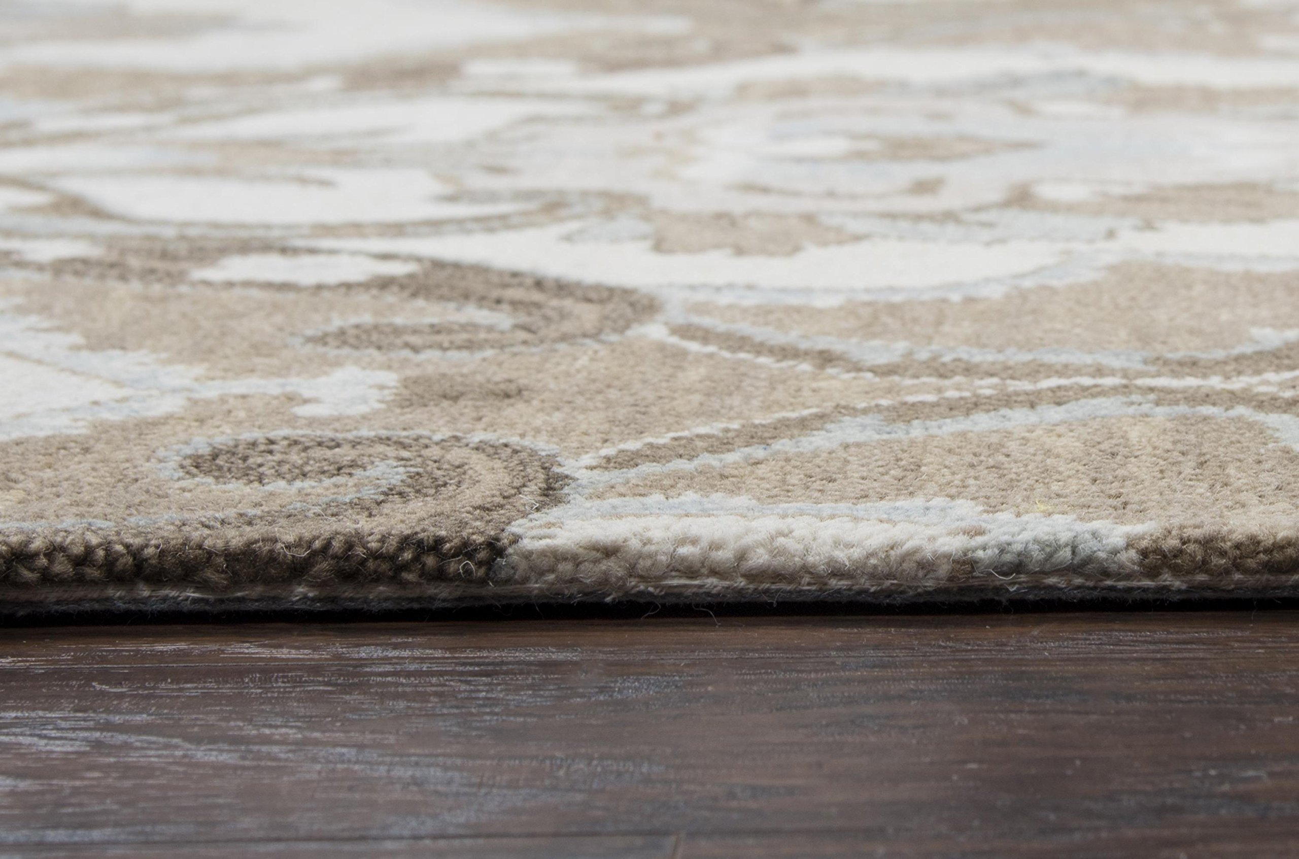Rizzy Home Leone Collection 8' Round Wool Area Rug in Mocha Ivory Brown Medallion – Perfect for Living Room, Bedroom, or Office Decor