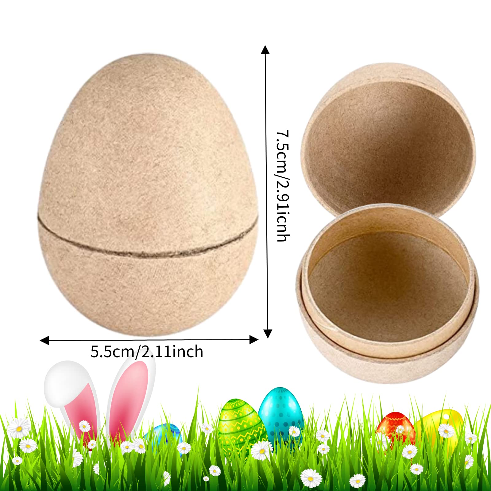 18-Piece DIY Paper Mache Easter Eggs - Blank Fillable Craft Eggs for Painting & Decorating - Easter Party Supplies, Egg Hunt Basket Stuffers - Perfect for Kids' Crafts, Home Decor & Easter Celebrations