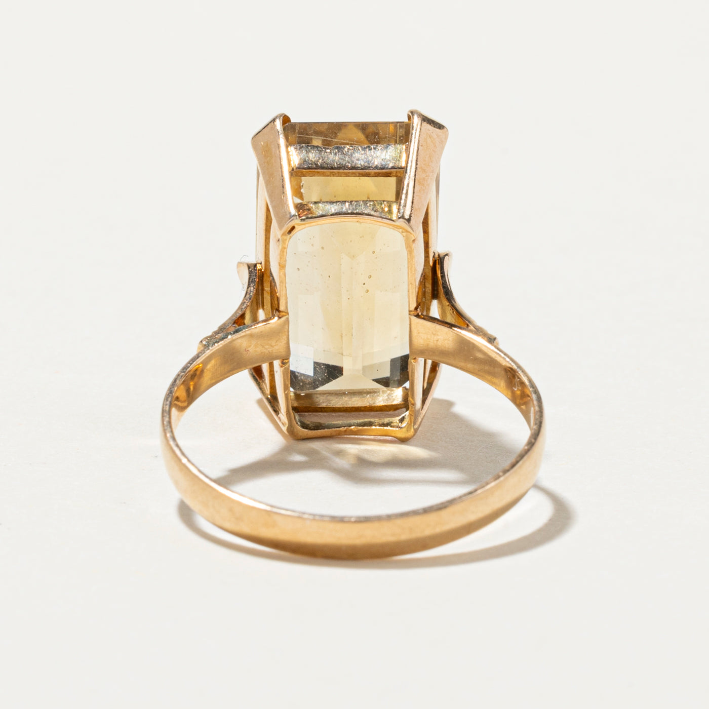 Emerald Cut Citrine Cocktail Ring - 10.42 Carat Natural Citrine Gemstone Ring - Size 7.5 - Elegant Statement Jewelry for Women - Perfect for Evening Parties, Weddings & Special Occasions