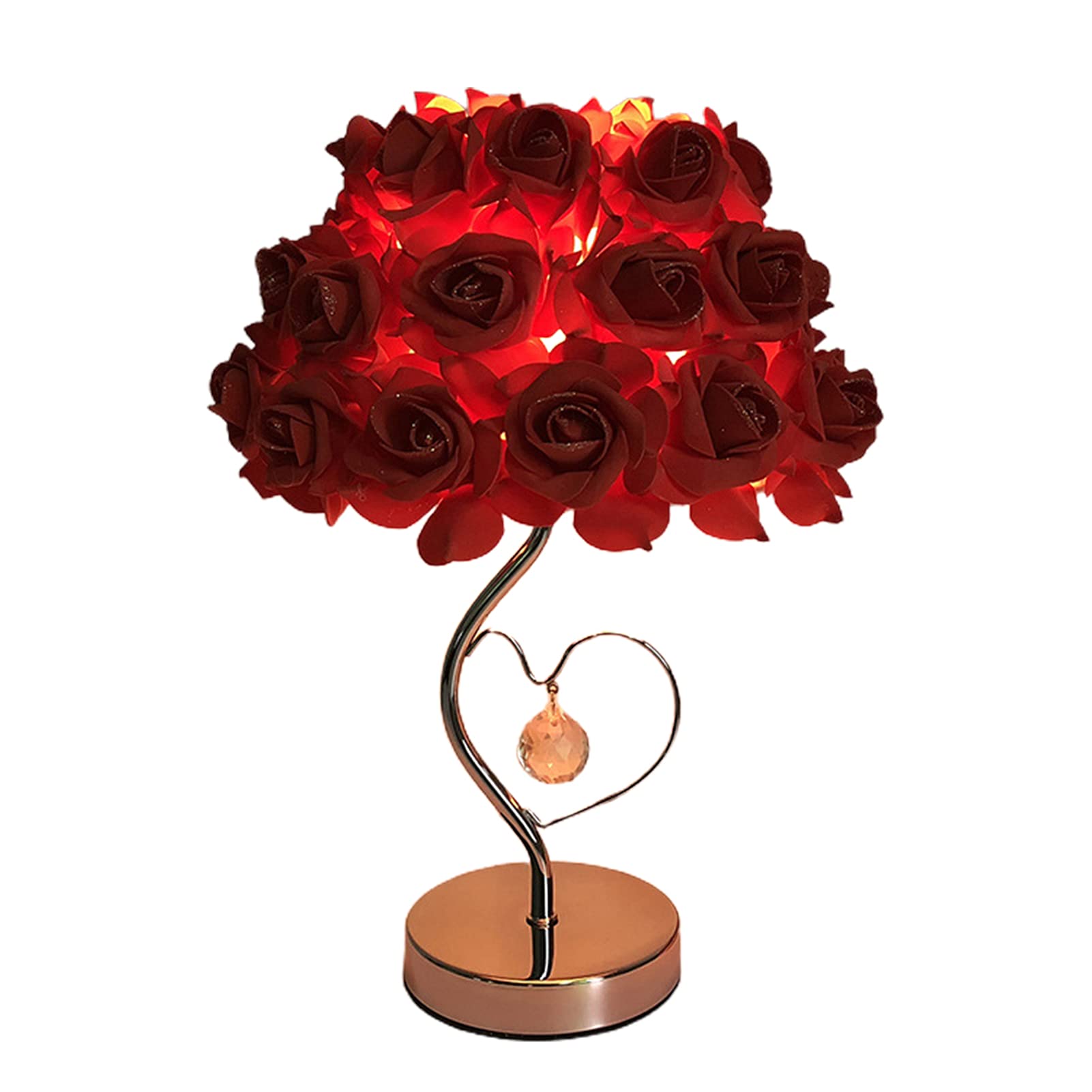 JENPECH Rose Table Lamp - Romantic Heart Nightstand Light, Eco-Friendly Bedside Decor for Bedroom, Living Room, Party & Wedding Night Light - Warm LED Desk Lamp for Home Decor & Gift Giving