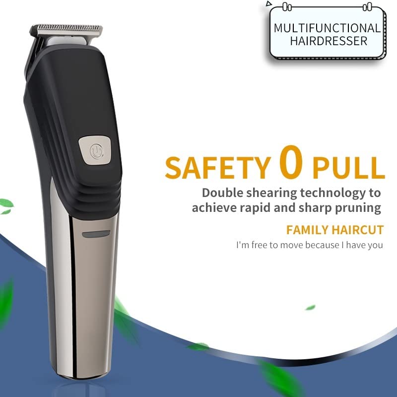 Professional 6-in-1 Electric Hair Clipper Set for Men - Waterproof Beard Trimmer, Hair & Nose Grooming Kit with Multiple Attachments for Home Haircuts & Personal Grooming | Perfect for Family Use, Travel & DIY Styling