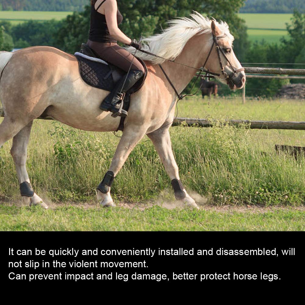 4Pcs Horse Leg Protectors - Elastic PU Front & Hind Leg Boots for Riding, Shock Absorbing Tendon & Fetlock Protection - Show & Competition Use (Medium, Black) - Ideal for Training, Jumping & Dressage