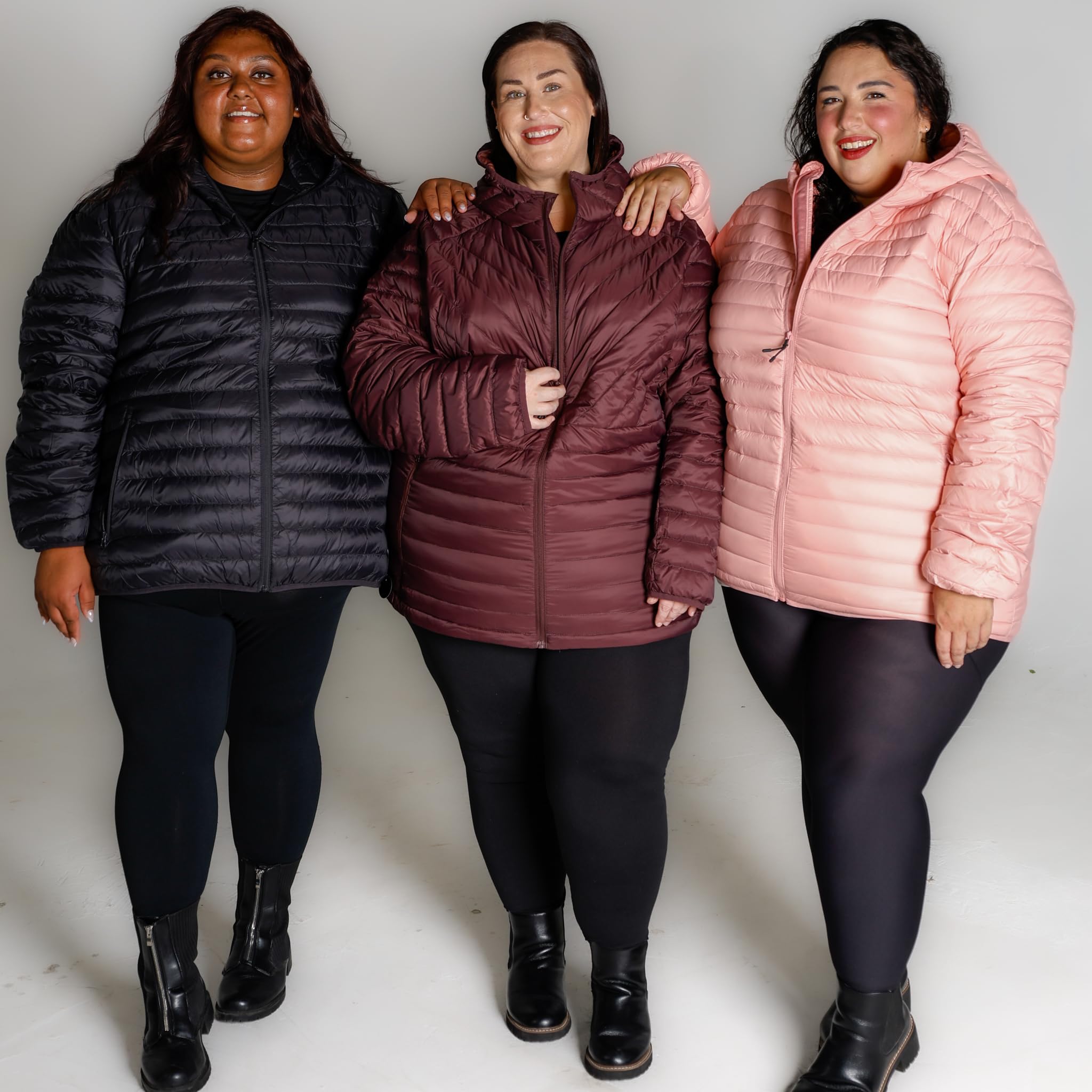 Women's Plus Size Packable Down Jacket 1X-6X - Lightweight Hooded Puffer Coat for Spring & Fall | Warm Travel Jacket for Outdoor Activities & Daily Commute