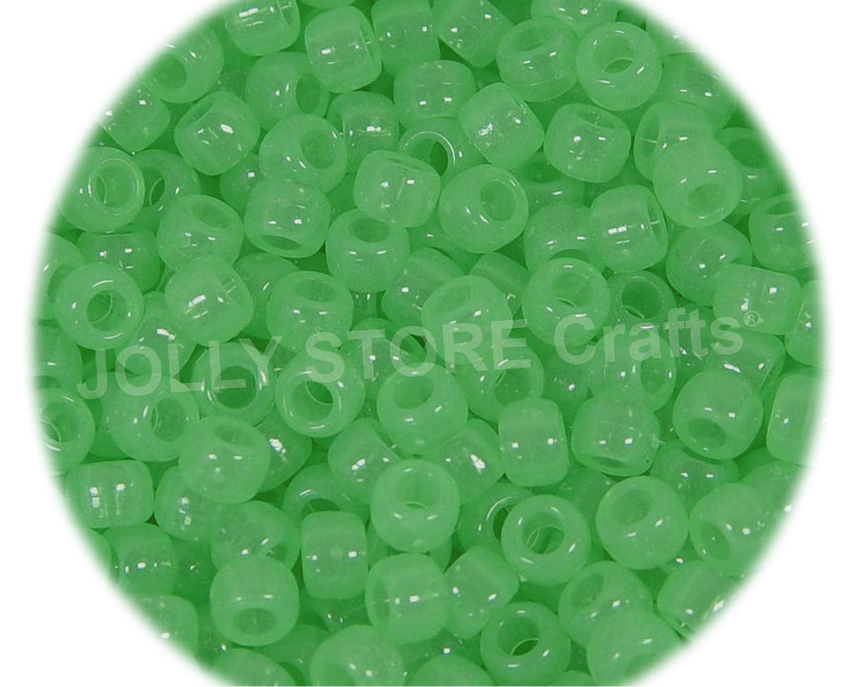 Green Glow in The Dark 9x6mm Pony Beads 500pc for DIY Jewelry Making, Bracelets, Necklaces, School Crafts, Kandi Party Projects, Halloween Costumes, Kids Art Supplies by InnaBest JL-0455-S