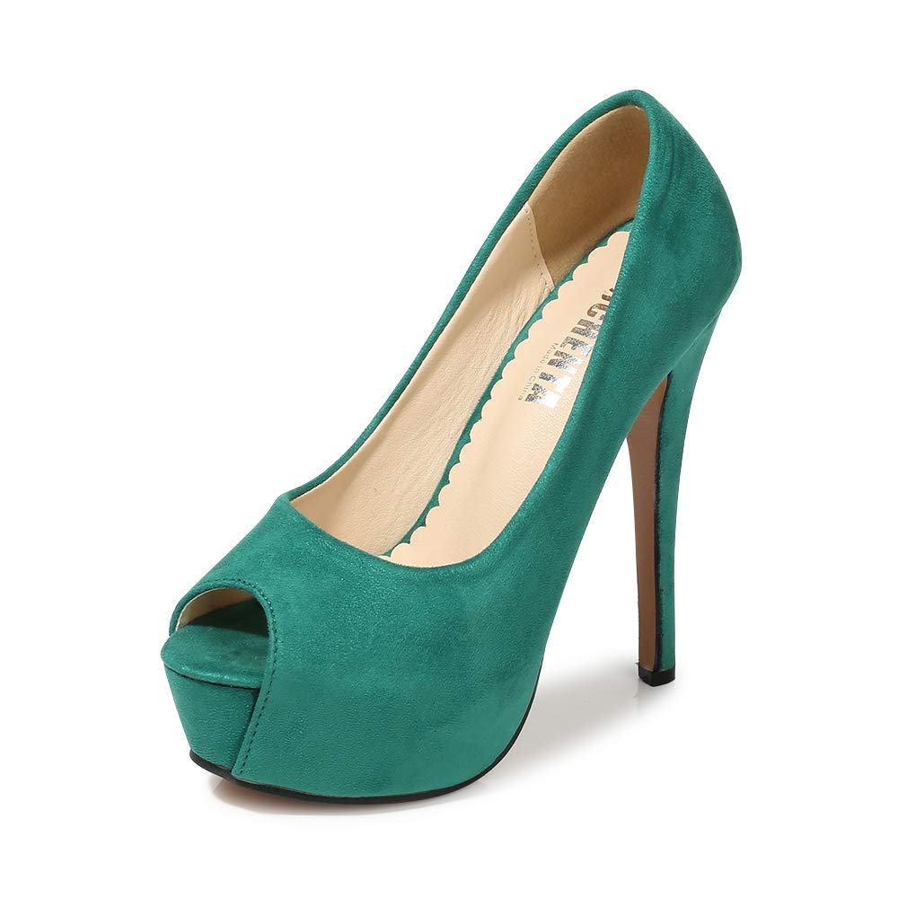 OCHENTA Women's Peep Toe Prom Heels - 5 Inch Platform High Heels Sexy Dress Pumps for Evening Parties, Weddings & Special Occasions