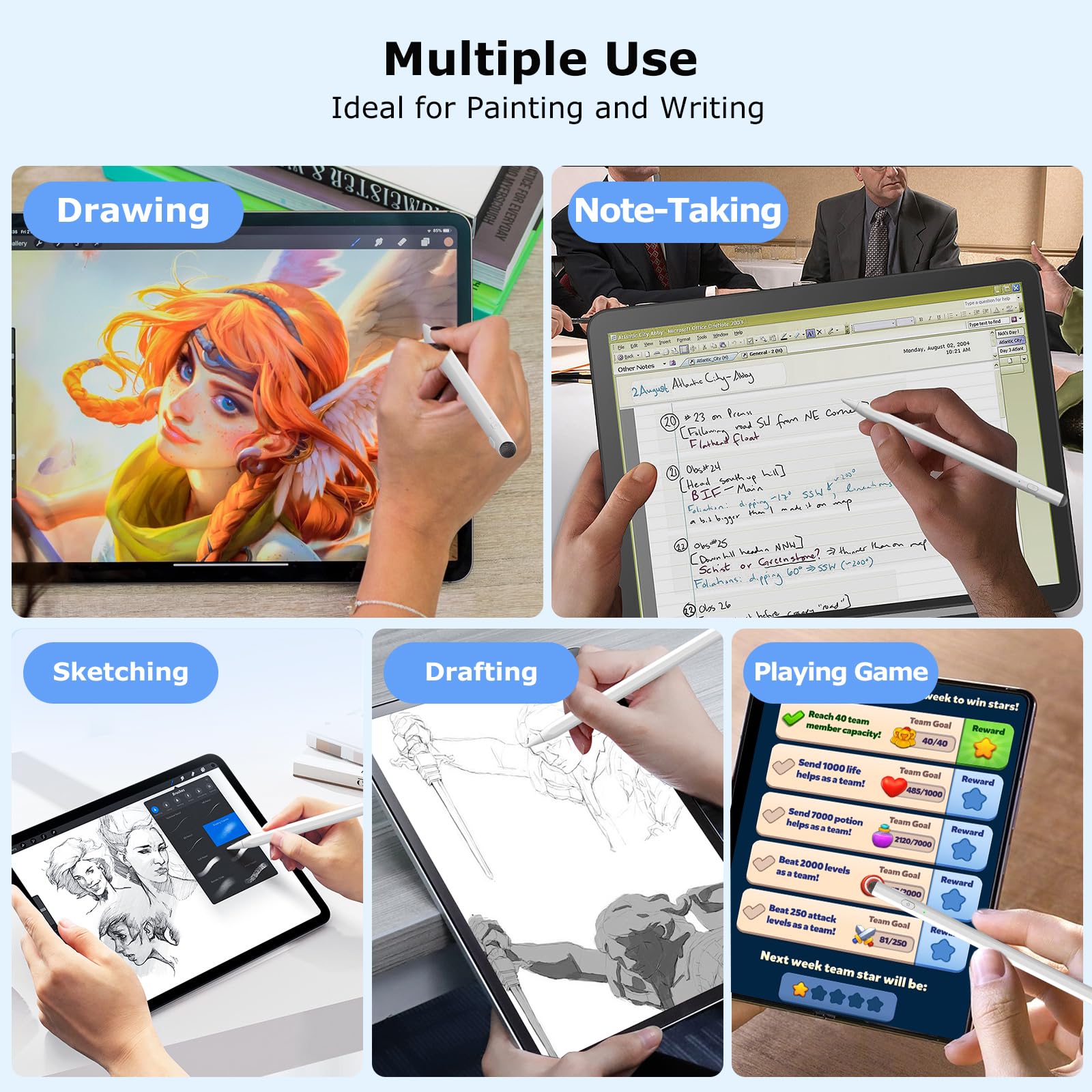 2-in-1 Active & Capacitive Stylus Pen for iPad - Fast Charging Apple Pencil Compatible with iPad Pro 11/12.9