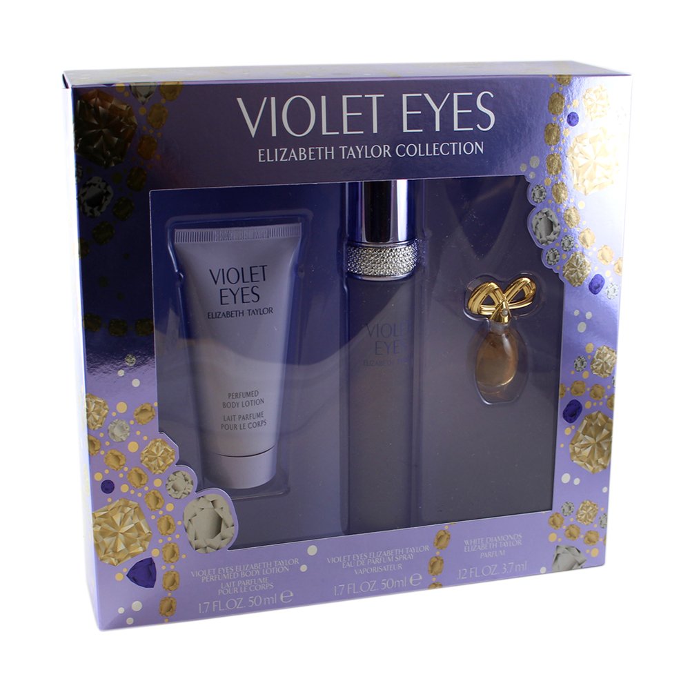 Elizabeth Taylor Violet Eyes 3-Piece Perfume Gift Set for Women - Floral Fragrance Collection for Daily Wear, Date Night & Special Occasions