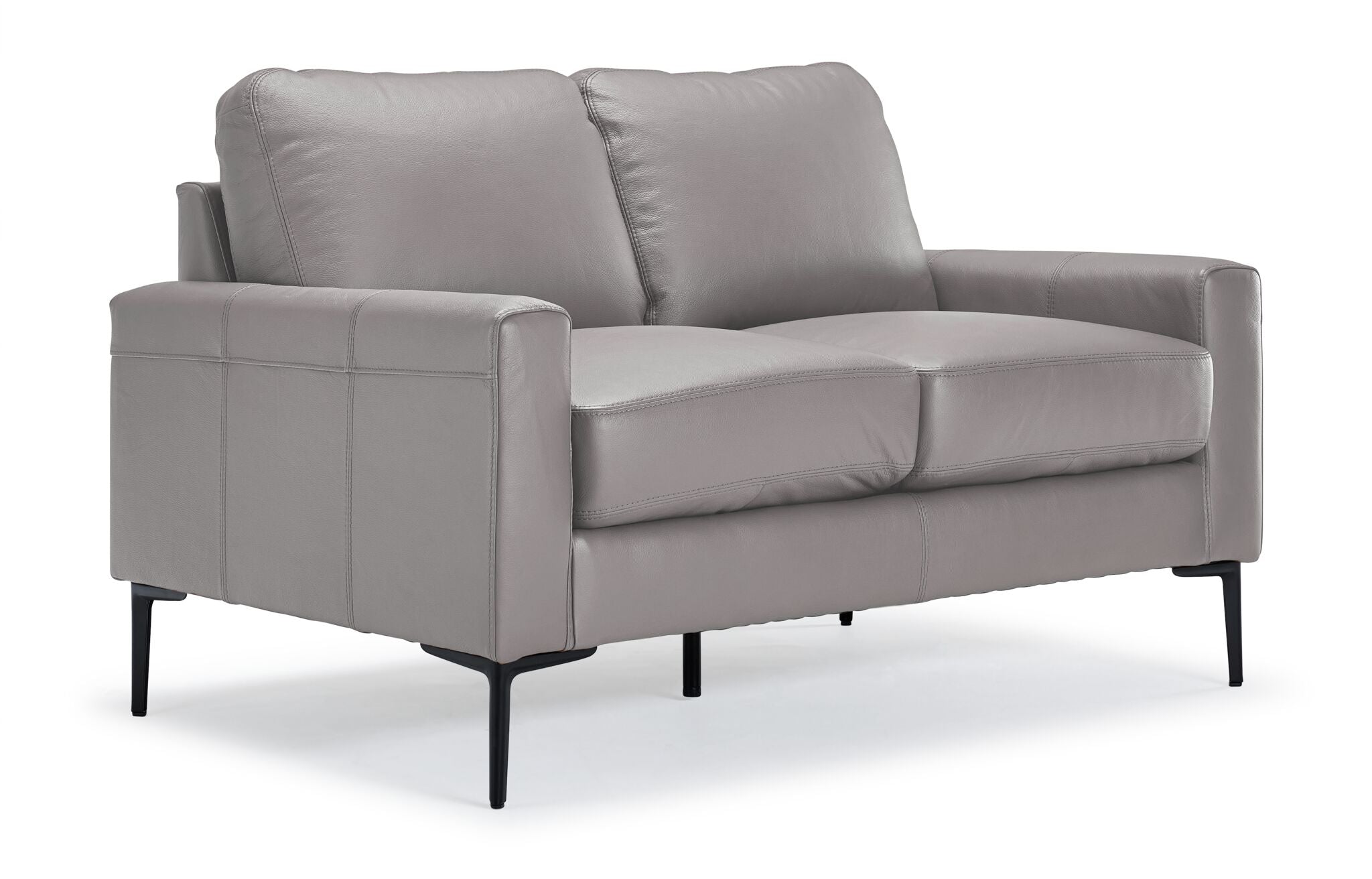 Premium Chito Leather Loveseat Sofa - Cloud Grey | Modern Two-Seater Couch for Living Room, Lounge & Office | Soft & Durable Faux Leather Furniture