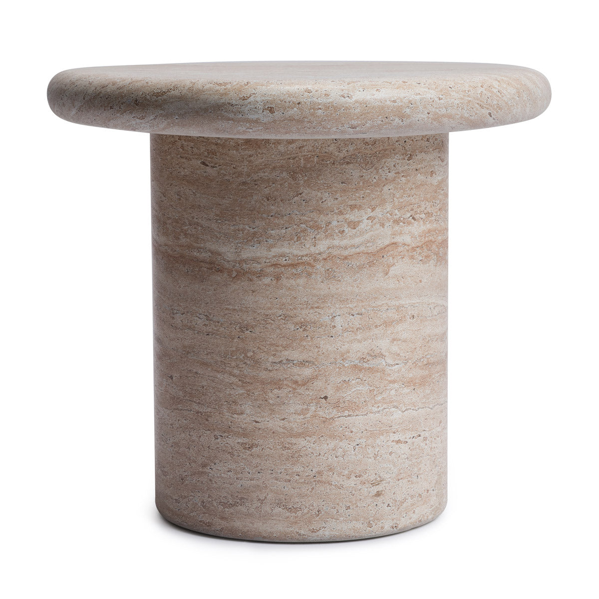Azzurra Side Table - Travertine Finish - Modern End Table for Living Room, Bedroom & Office - Stylish Accent Table for Home Decor