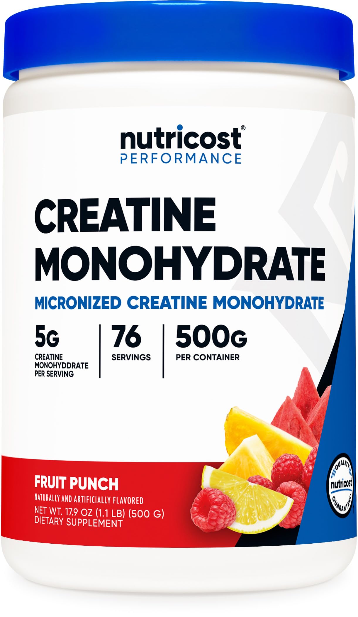 Nutricost Creatine Monohydrate Powder - 500g, Fruit Punch Flavor - Pure Micronized Creatine Supplement for Muscle Growth & Strength - Pre & Post Workout for Athletes & Bodybuilders