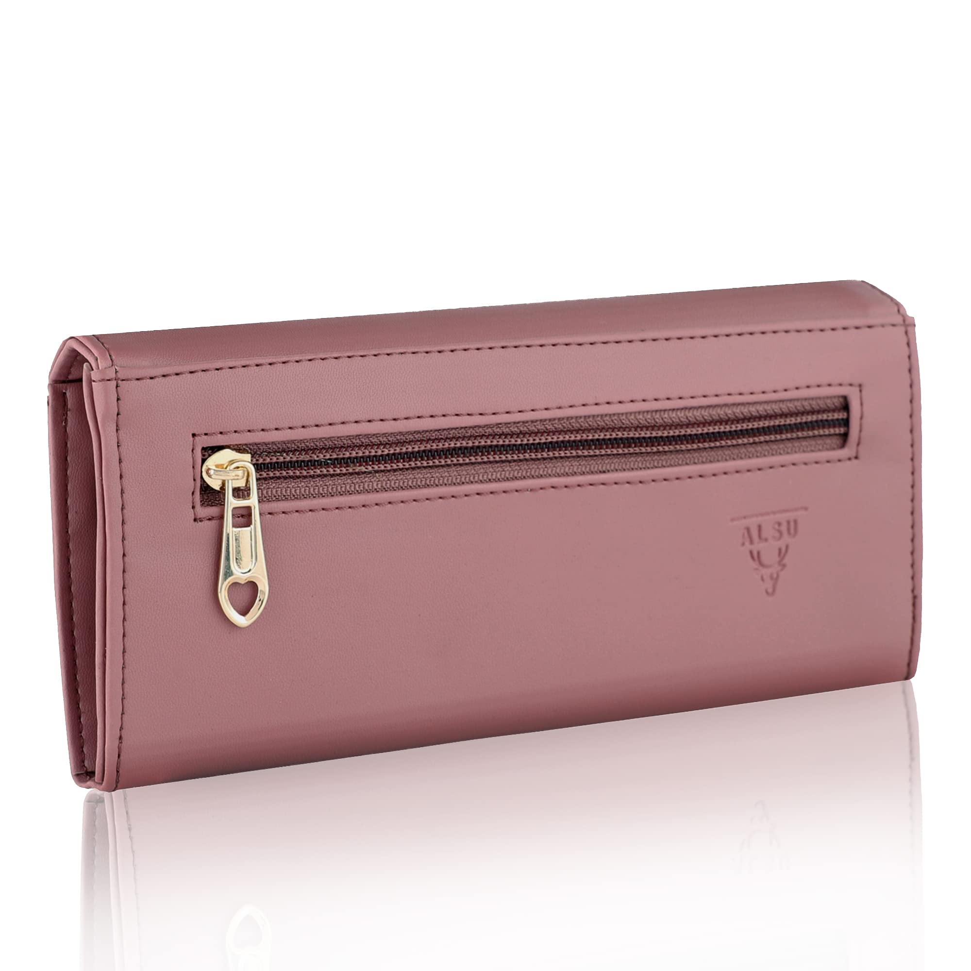 ALSU Women's Wallet Clutch Purse with Phone Pocket, Coin Pocket & 4 Card Slots - Peach | Stylish Crossbody Wallet for Everyday Use, Travel & Parties