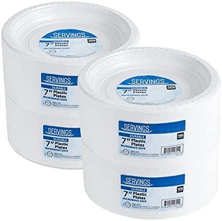 Nicole Fantani 7-Inch Disposable Round White Plastic Salad Plates - Microwave Safe, Bulk Pack of 2000 - Perfect for Restaurants, Hotels, Delis & Elegant Parties - Ideal for Thanksgiving, Christmas, Weddings & Catering Events