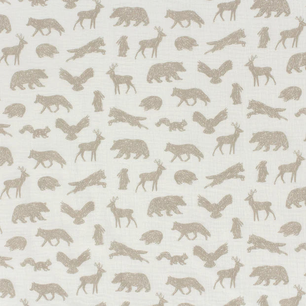 Soft Beige Animal Print Double Gauze Fabric - Perfect for Baby Clothes, Blankets & DIY Sewing Projects