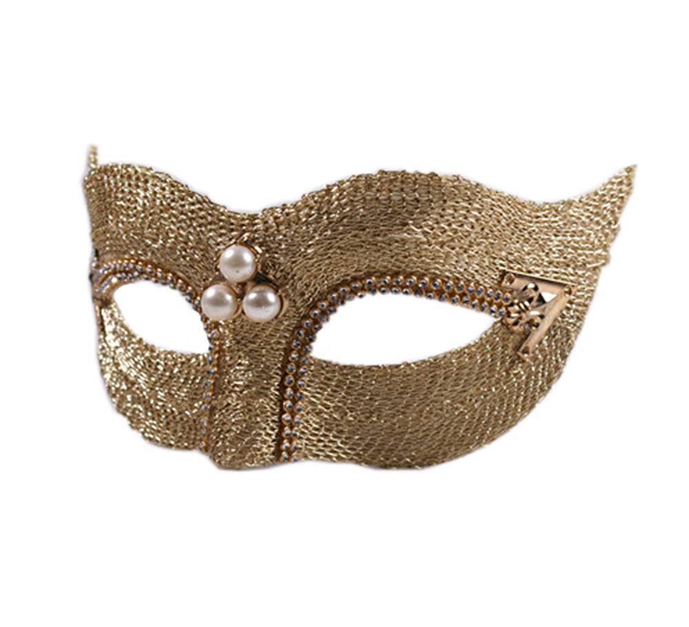 Elegant Golden Venetian Half Face Mask for Halloween & Mardi Gras - Premium Masquerade Eyemask for Costume Parties, Venetian Carnival, and Themed Events