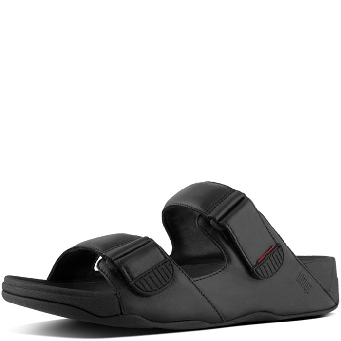 FitFlop Men's Gogh Moc Slide Sandals - Comfortable Black Slip-On Sandals for Walking, Beach & Casual Wear