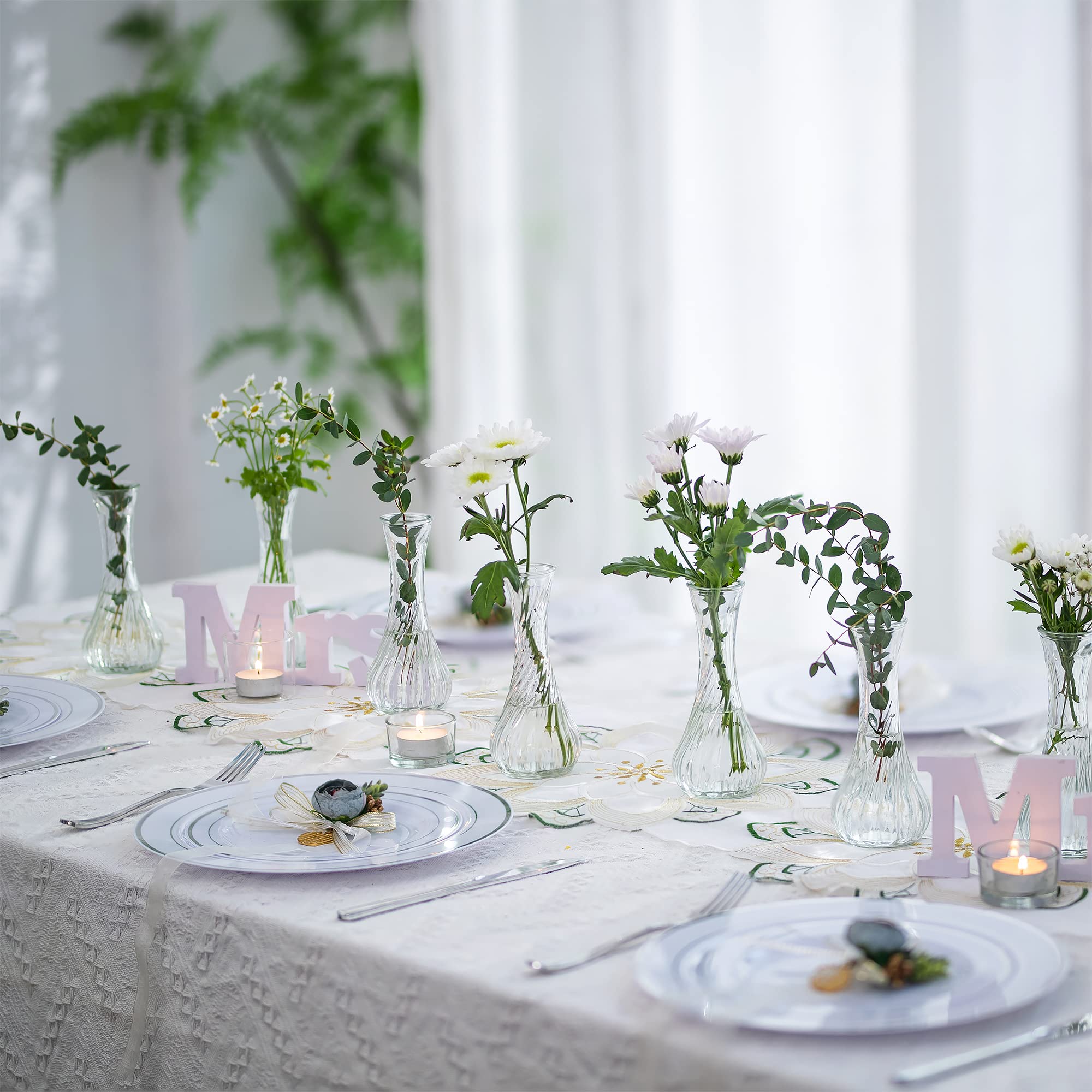Hewory 12-Piece Clear Glass Bud Vase Set - Small Floral Vases for Wedding Centerpieces, Home Decor, Table Arrangements | Bulk Mini Vases for Flowers, Events & Elegant Dining Decor