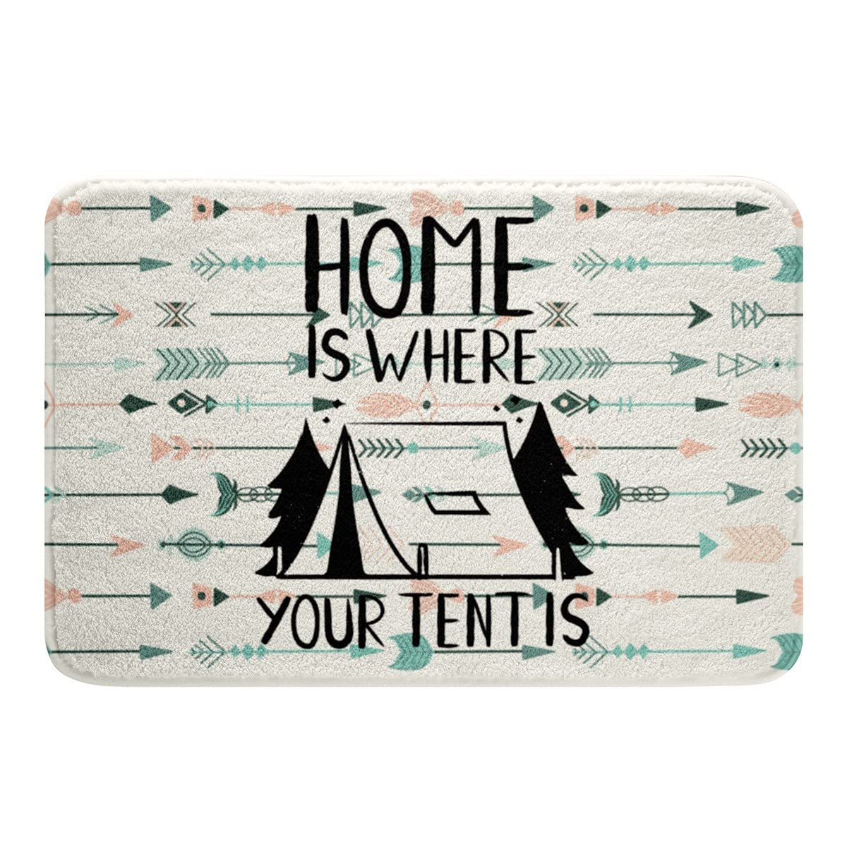 **Non-Slip Water Absorbent Bathroom Rugs – Happy Camping & Boho Farmhouse Decor for Kids, Campers, and Bathrooms – 20