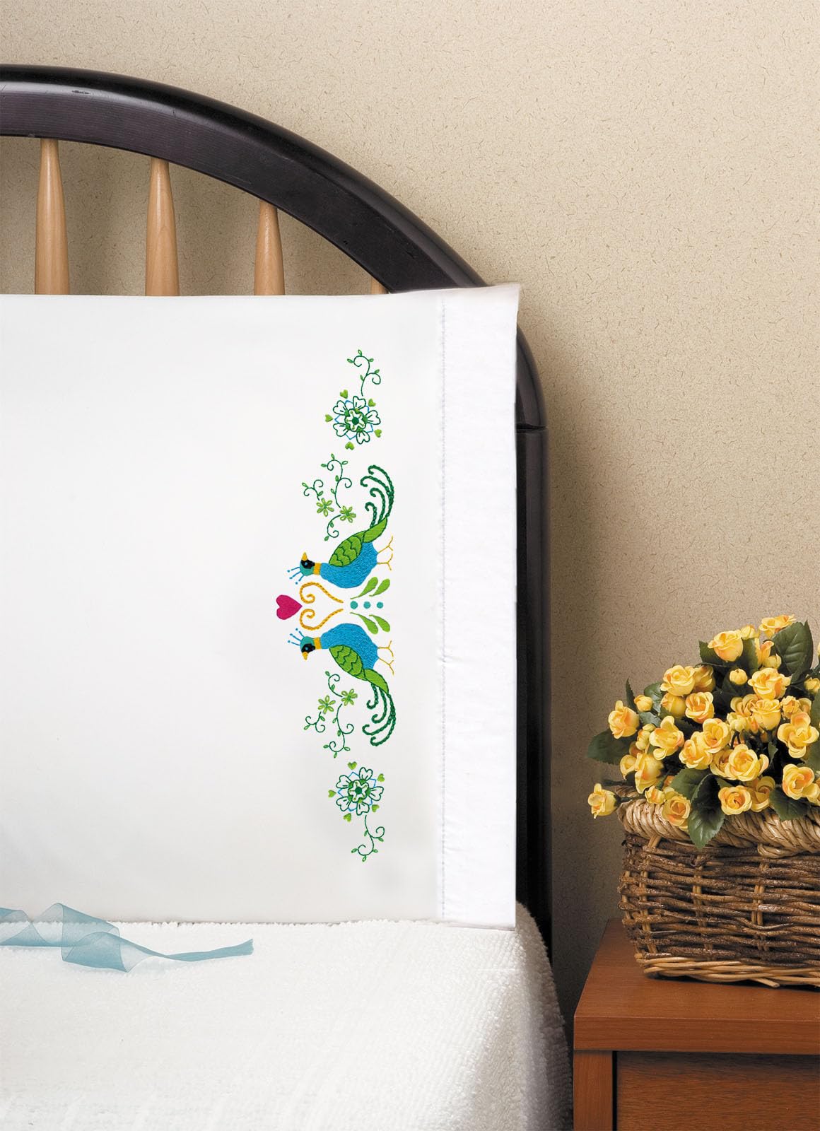 Tobin Design Works Embroidered Stamped Pillowcases Set of 2 - Premium Cotton Fabric for DIY Embroidery Projects | Perfect for Home Decor, Gift Giving & Crafting
