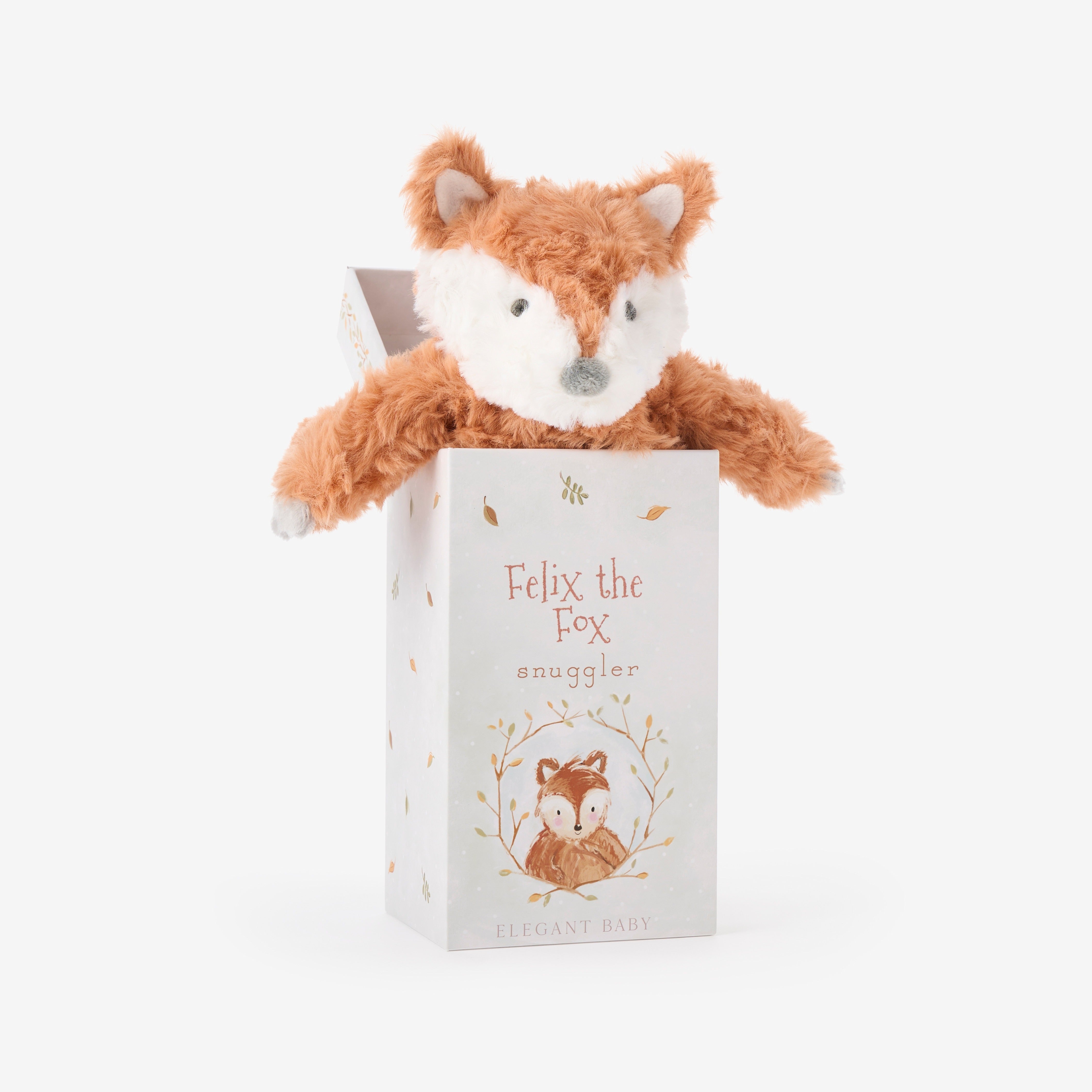 Felix Fox Plush Security Blanket - Soft Baby Comfort Blanket with Removable Pacifier Clip & Gift Box - Perfect for Newborns, Toddlers, and Baby Showers
