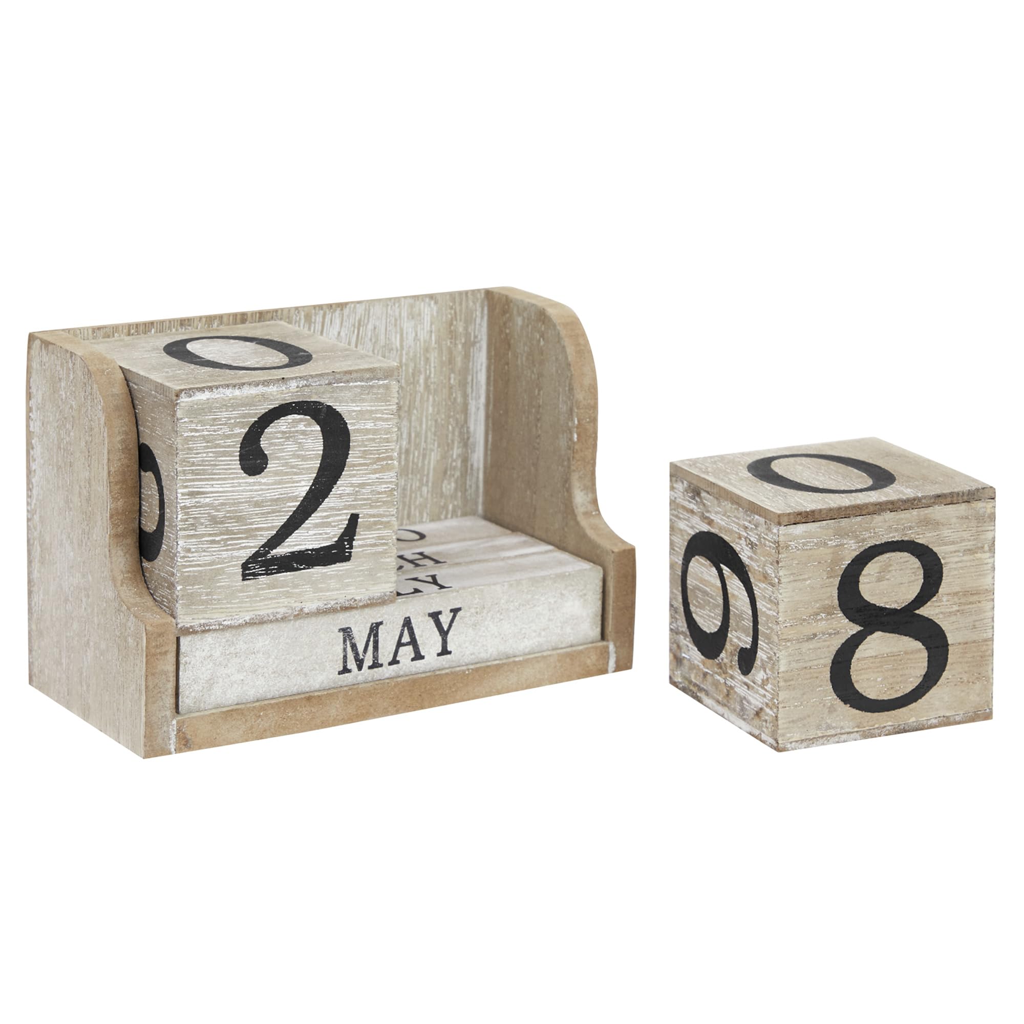 Wooden Perpetual Block Calendar for Desk - Rustic Farmhouse Office Decor, Wood Month & Date Display Blocks for Teachers, Students, Classroom (5 x 4 Inches) - Perfect for Home Office, School Desk, and Gift Giving