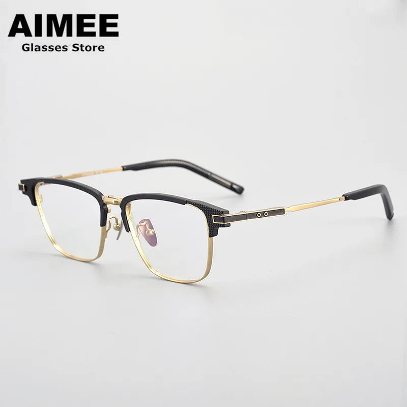 Aimee Unisex Full Rim Square Titanium Acetate Eyeglasses 94202 - Lightweight & Durable Frame for Men & Women - Perfect for Reading, Working & Daily Wear