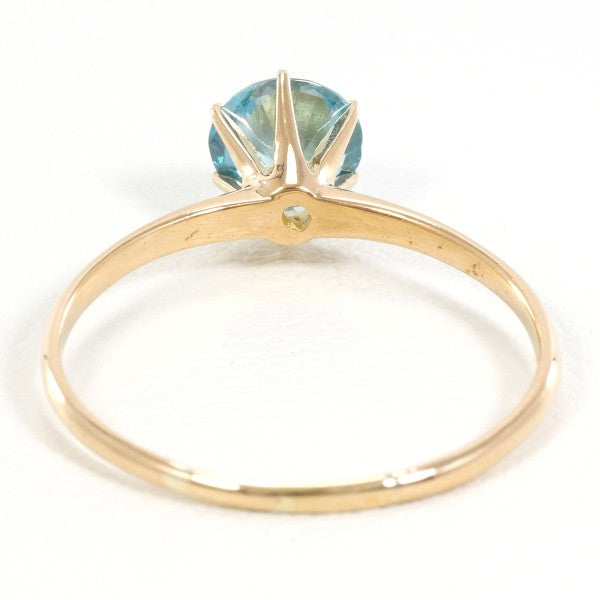 18K Yellow Gold Blue Zircon Ring for Women - Elegant Birthstone Jewelry Gift for Anniversary, Engagement & Special Occasions