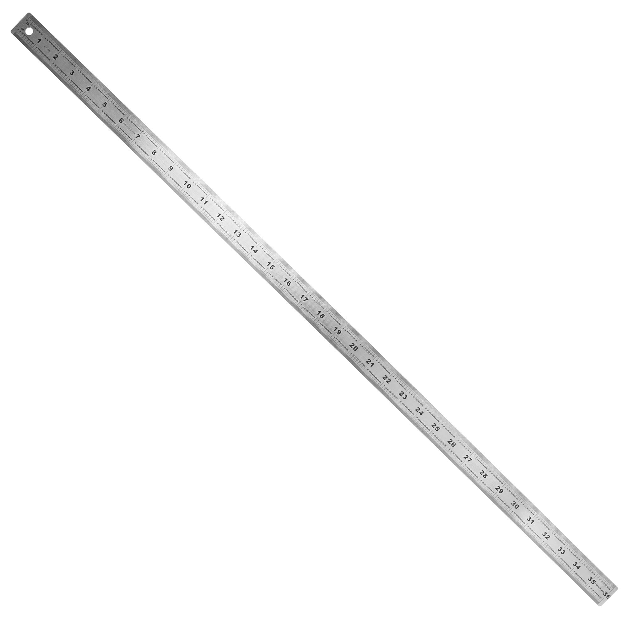 Pacific Arc 36 Inch Stainless Steel Ruler with 32nd & 64th Graduations - Non-Slip Rubber Back - Perfect for Engineering, Drafting, Woodworking & DIY Projects