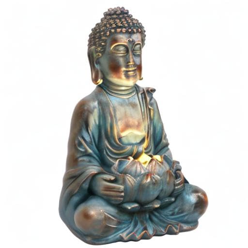 TERESA'S COLLECTIONS Large Outdoor Solar Buddha Statue - 10.4'' Resin Meditation Garden Sculpture with Solar Lights for Lawn, Yard & Patio Decor - Perfect for Zen Gardens, Meditation Spaces & Holiday Outdoor Decorations