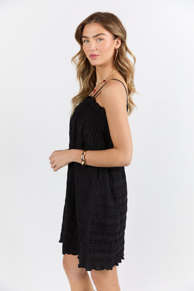Tidal Tango Black Textured Shift Romper Dress for Women - Casual Summer Outfit, Beach Cover Up, or Night Out - FINAL SALE