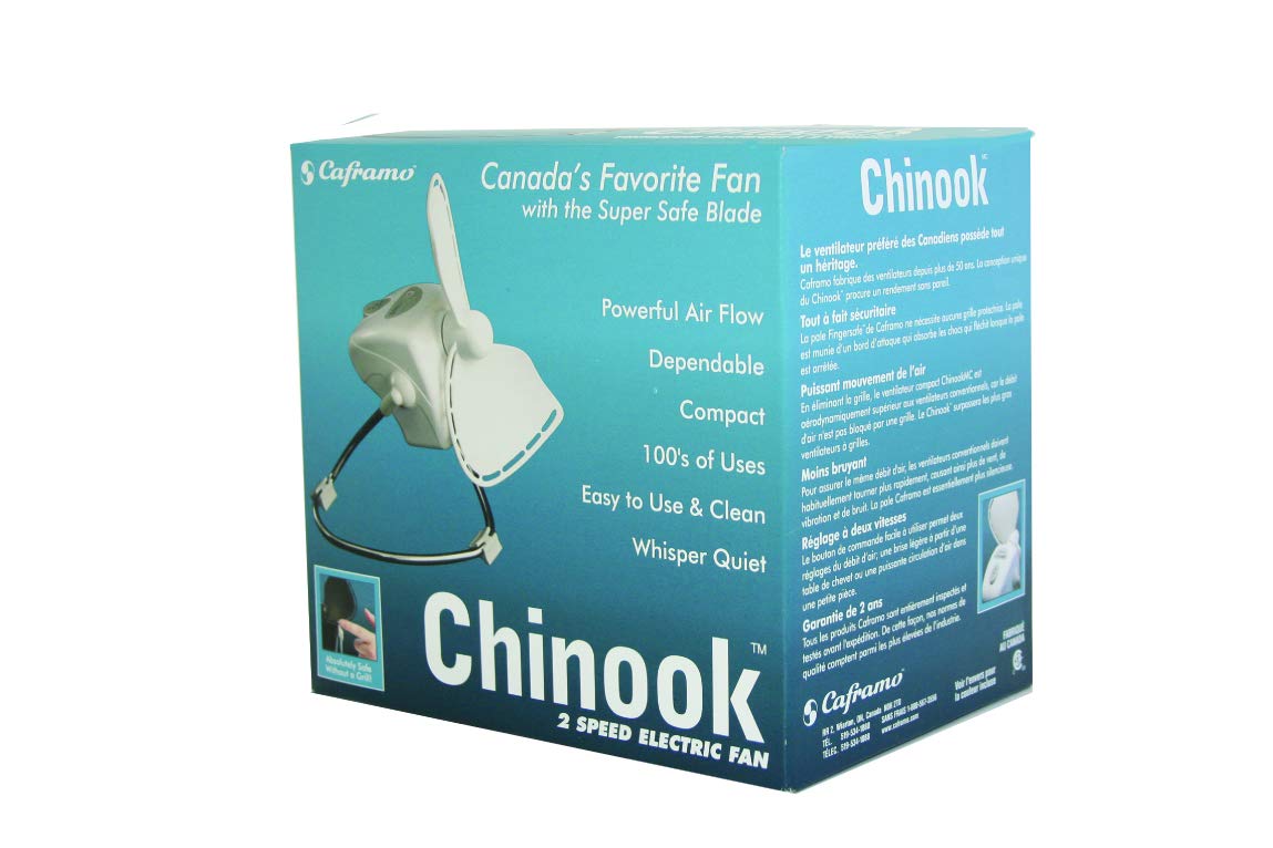 Caframo Chinook 2-Speed Desk Fan - Cage-Free Design, Easy-Clean Soft Blades, 8.8