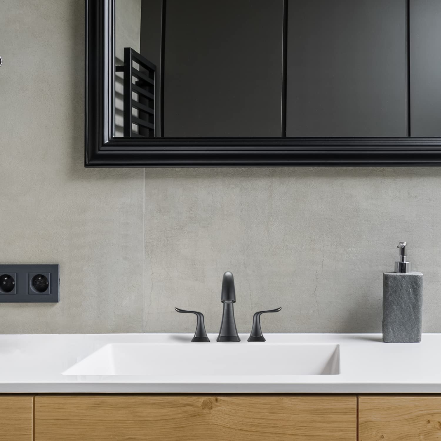 Ancona AN-4537 Scarlett Oil Rubbed Bronze Double Handle Widespread Bathroom Sink Faucet - Perfect for Modern & Traditional Bathroom Decor