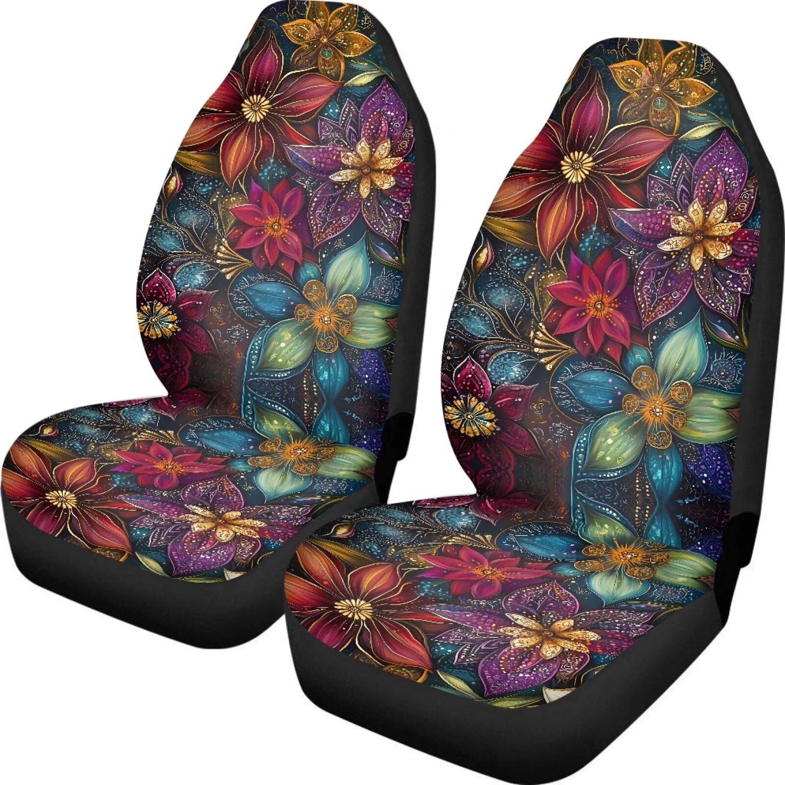 Aesthetic Dahlia Car Seat Covers - 2pcs Front Seat Protectors for Cars