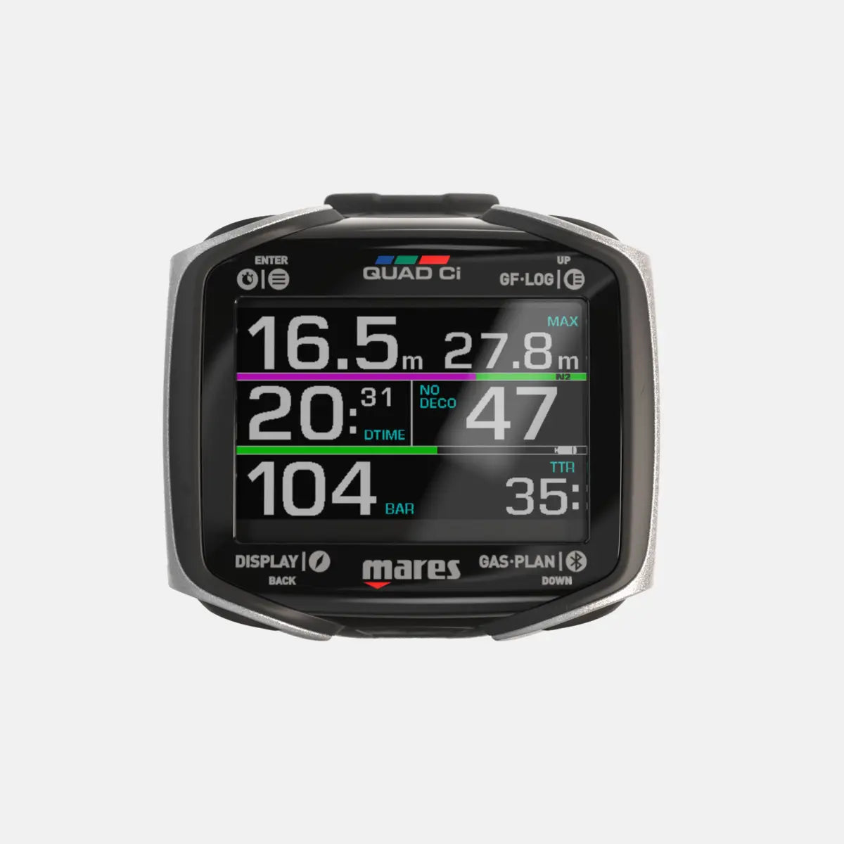 Mares Quad Ci Scuba Diving Computer - Wrist Mounted Dive Computer with Air/Nitrox Gauge & Backlight - Perfect for Recreational and Technical Diving