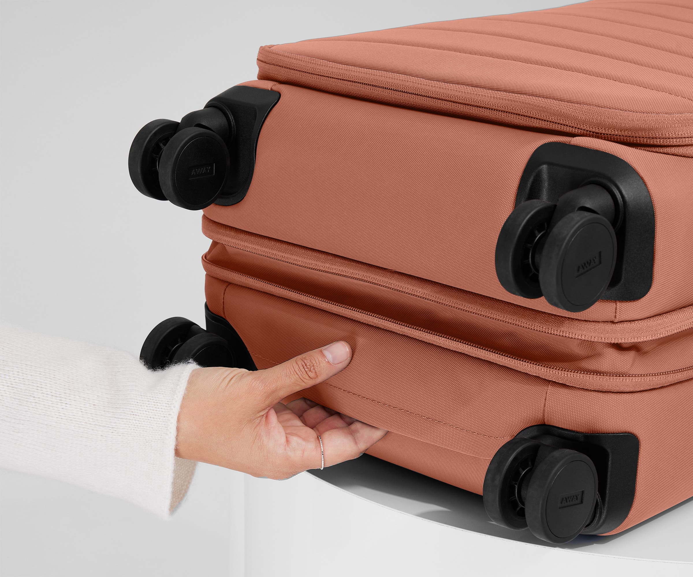 Premium Softside Carry On Luggage in Clay Pink - Lightweight & Spinner Wheels for Travel, Business Trips & Weekend Getaways