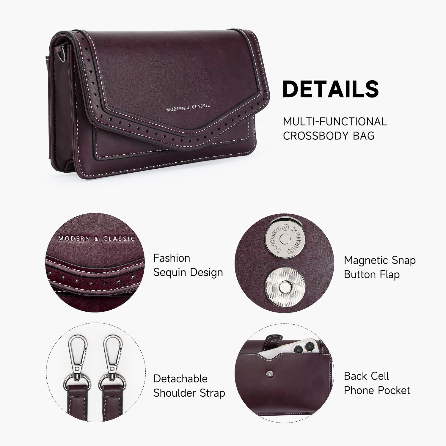 Vegan Leather Crossbody Bags for Women - Small Shoulder Handbag Purse | Perfect for Everyday Use, Travel & Shopping
