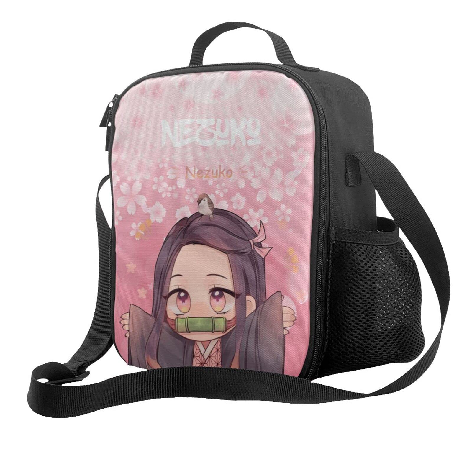 Anime Kamado Nezuko Insulated Lunch Box - Thermal Reusable Tote Bag with Shoulder Strap for School, Office, Picnic & Travel | Cute Bento Carrier for Anime Fans