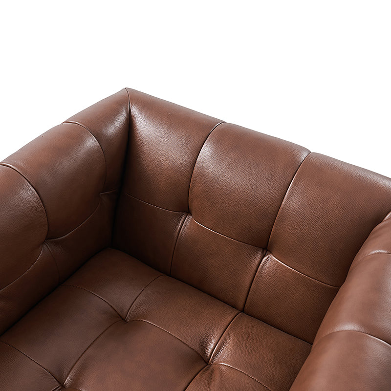 Feodor Genuine Leather Mid Century Modern Swivel Chair - Premium Office & Living Room Furniture for Home Decor