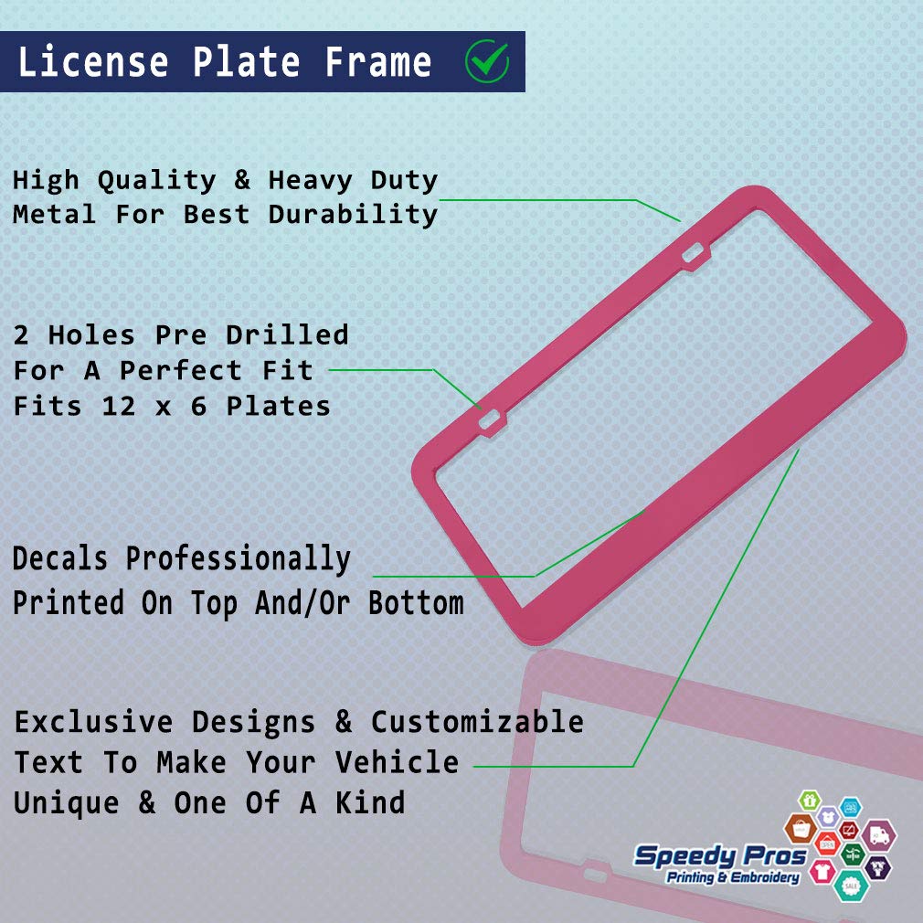 Speedy Pros Chrome Metal License Plate Frame - Durable Car Accessory with 2 Holes, Hot Pink (1 Frame) | Perfect for Customizing Vehicles, Motorcycles & Show Cars