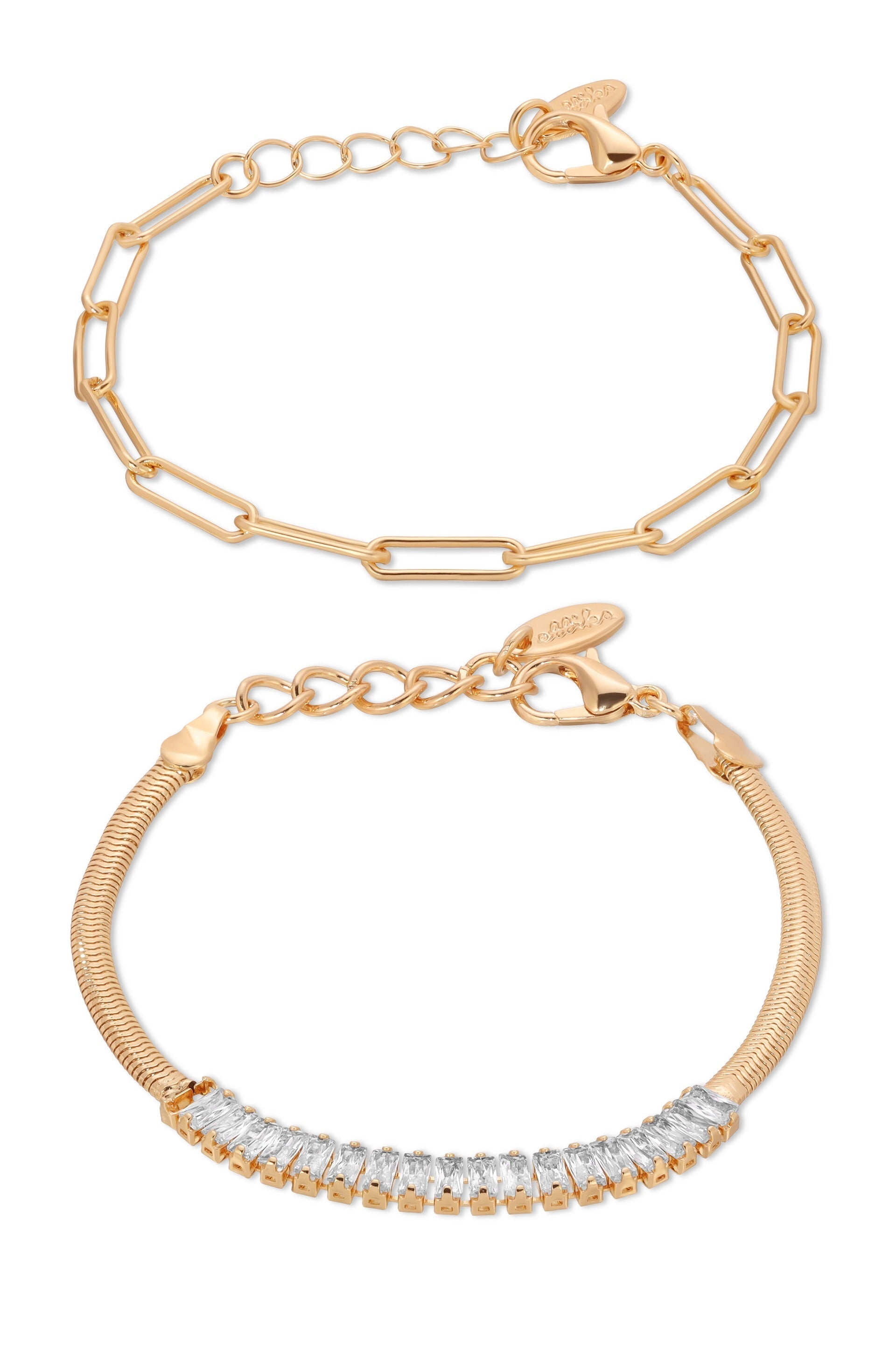 Links and Shine Bracelet Set of 2 - Elegant Stainless Steel Jewelry for Women | Perfect for Parties, Weddings & Everyday Wear