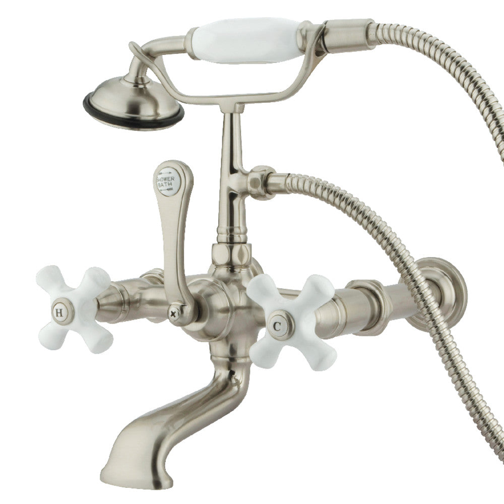 Kingston Brass CC549T8 Vintage 7-Inch Wall Mount Tub Faucet with Hand Shower - Antique Style Bathroom Fixture for Classic & Modern Bathrooms