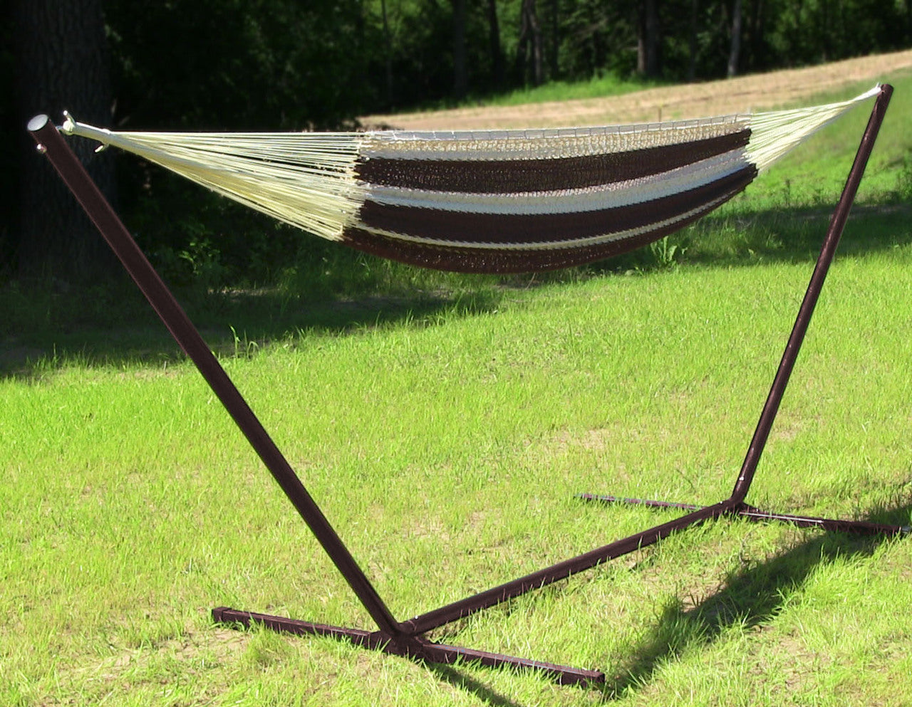 Premium XXL Handwoven Mayan Hammock with 15ft Stand - Extra Thick Cotton Rope for Maximum Comfort - Perfect for Backyard, Patio, Poolside & Outdoor Relaxation