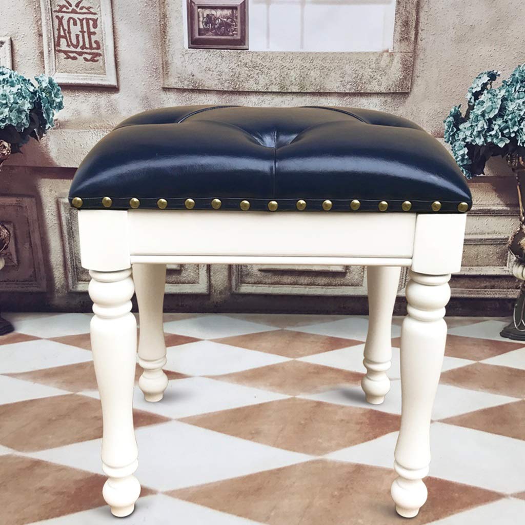 Blue Vanity Stool Bench - 40x30x45cm Multi-Purpose Seat for Bedroom, Porch, Shoe Changing & Piano - Durable Home Decor Accent Stool for Women's Dressing Area, Entryway & Small Dining Spaces