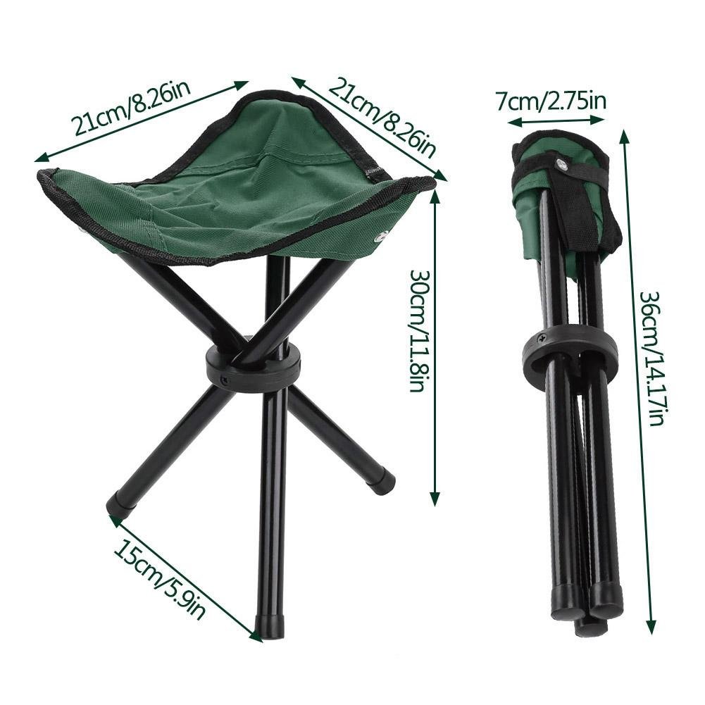 Portable Folding Tripod Chair - Lightweight Camping Stool for Fishing, Hunting, Hiking & Outdoor Travel - Compact & Durable (Green, Small) - Perfect for Backpacking, Picnics, and Beach Outings