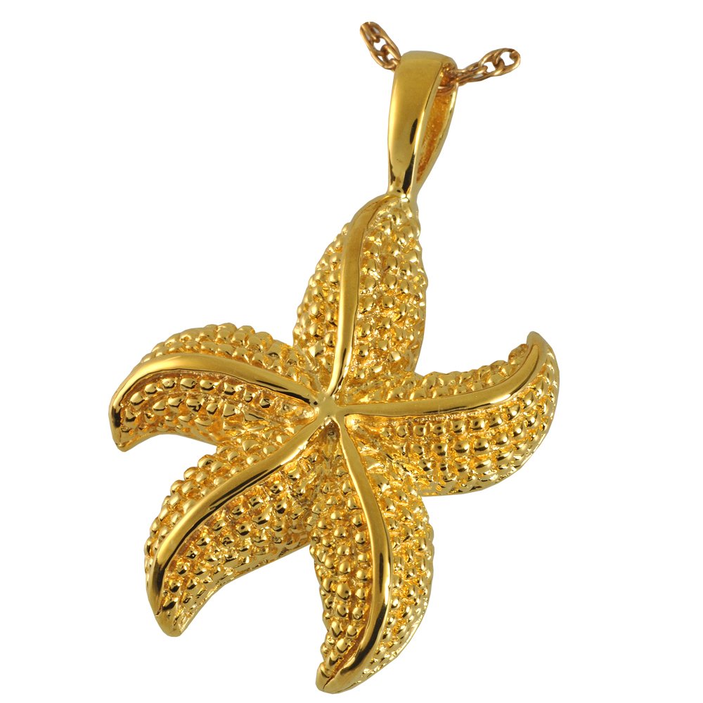 Gold Plated Starfish Cremation Memorial Jewelry - Keepsake for Ashes, Perfect for Remembrance & Healing | Wearable Memorial for Loved Ones