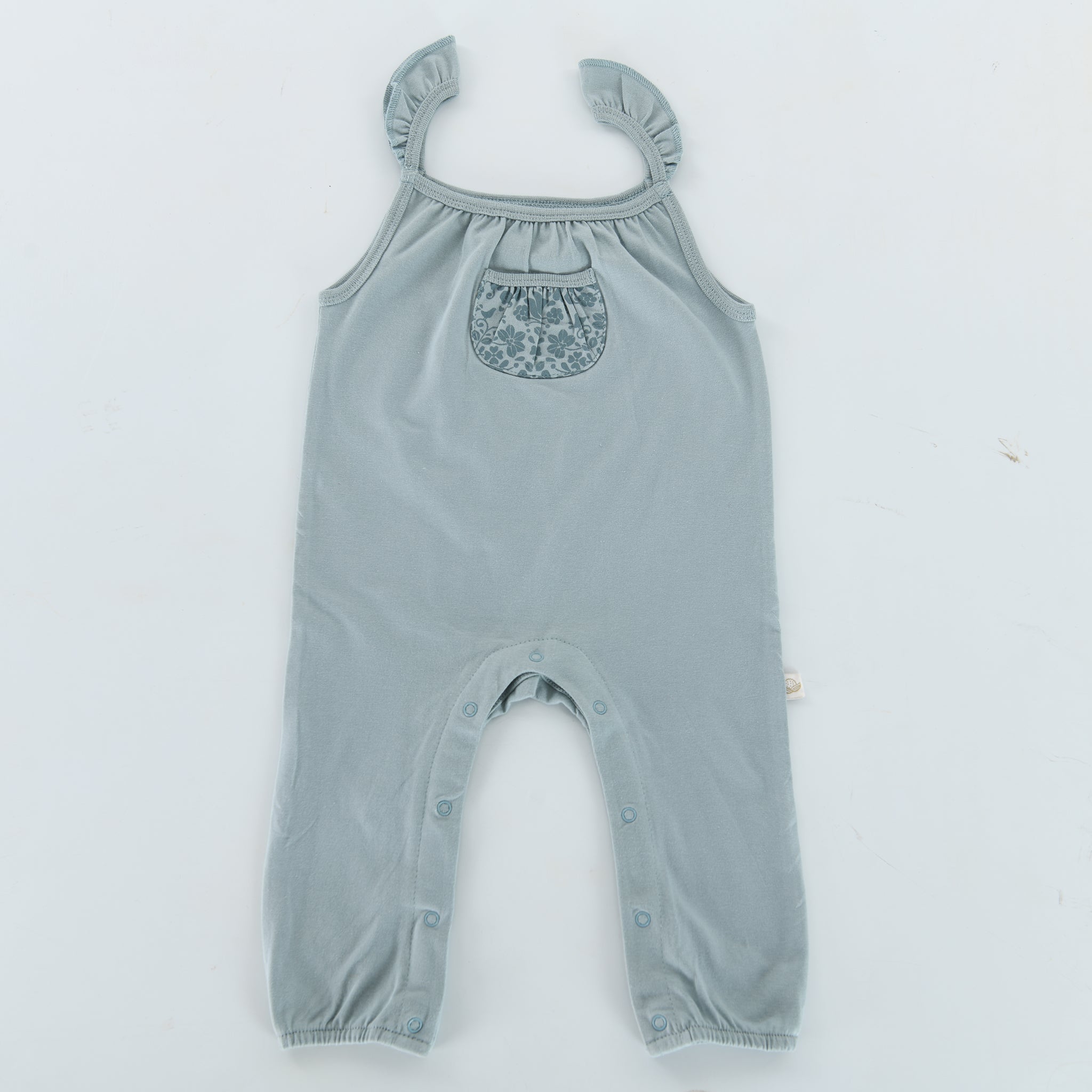 Organic Pocket Tank Jumpsuit for Women - Comfortable Bay Blue Romper - Perfect for Yoga, Beach & Summer Outfits
