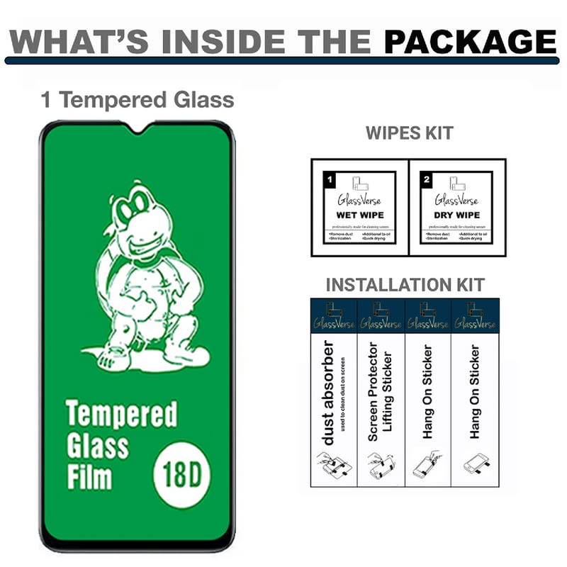 GlassVerse 18D Tempered Glass Screen Protector with Airbag Technology for Samsung Galaxy F41 (6.4 Inch) - Full Screen Coverage, Free Installation Kit Included | Perfect for Everyday Protection Against Drops & Scratches