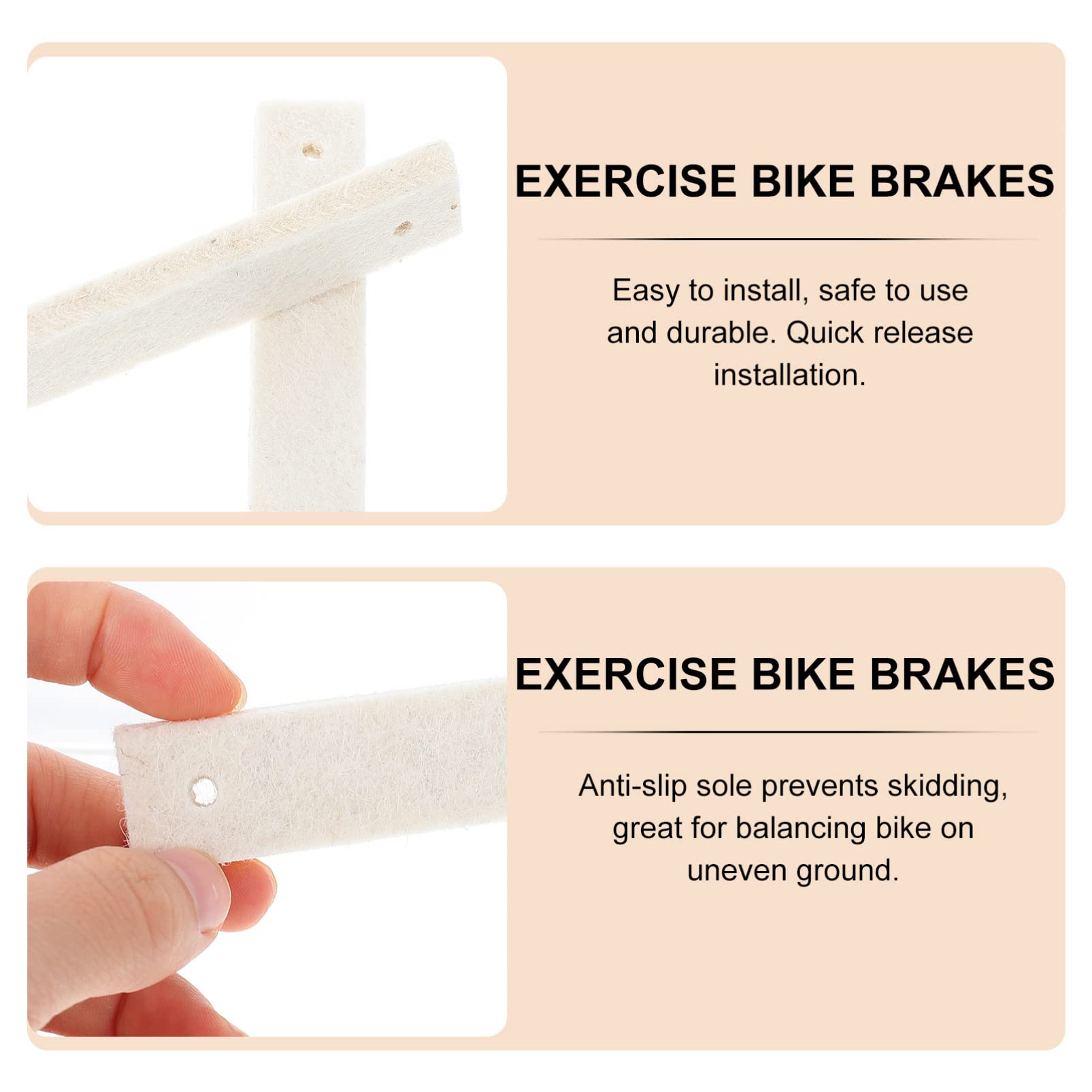 BESPORTBLE 2-Pack Cork Brake Pads for Bikes - Exercise Bike Brake Cushions, Gym Bike Brake Mat, Caliper Brake Pad Replacement - White Wool Plug-in Accessories for Indoor Cycling & Fitness Equipment
